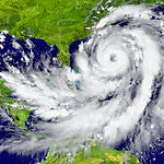 Hurricane between Florida and Cuba.