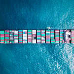 Ultra large container vessel (ULCV) at sea - Aerial image